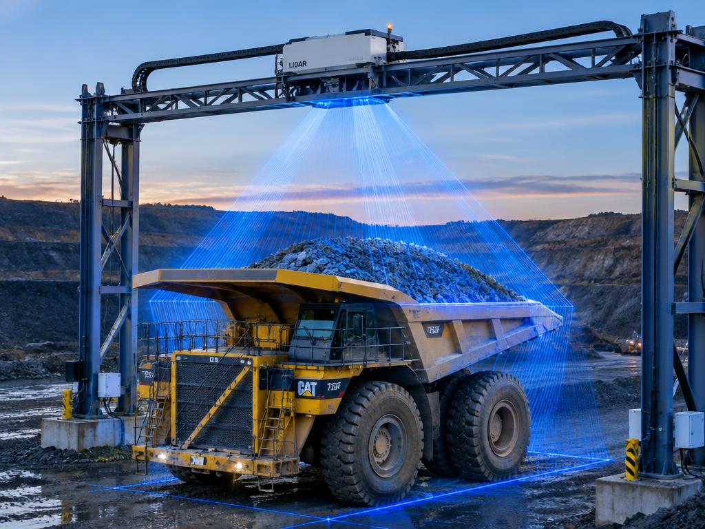 Illustrative LiDAR volumetric scanner on a haul truck